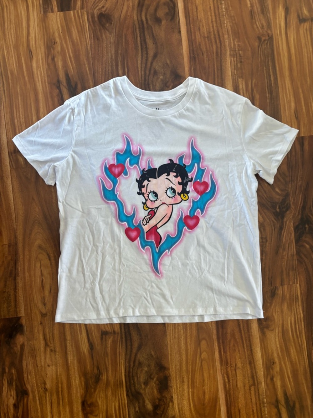 Vintage Betty Boop Embroidered Graphic T-Shirt - White - Adult XL